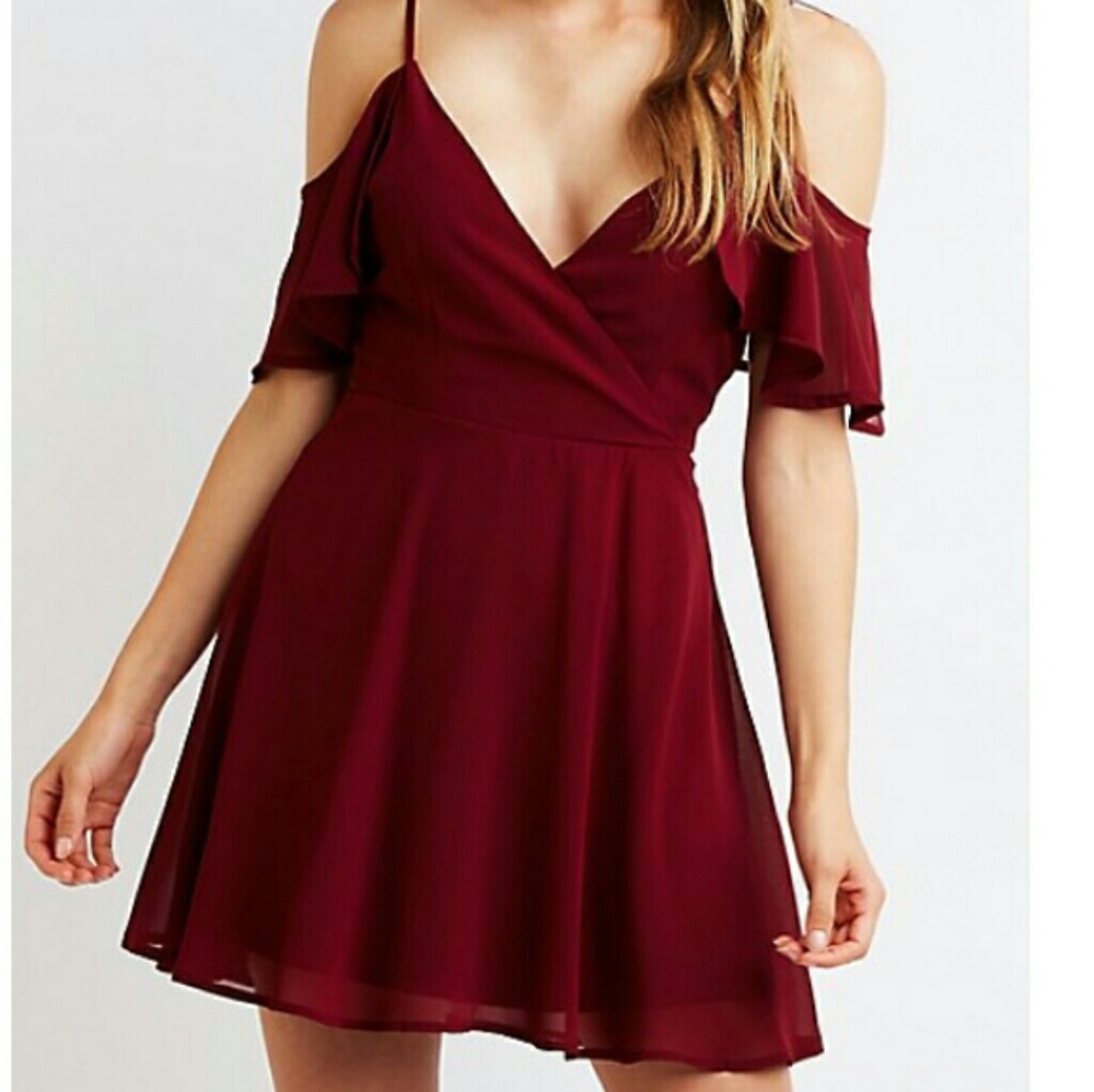 Cold Shoulder Wrap Skater Dress